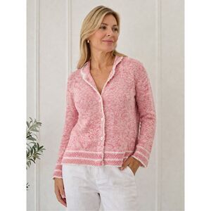 Amina Rubinacci Cardigan Pink Knit Size 48 Italy Luxe Soft Chic